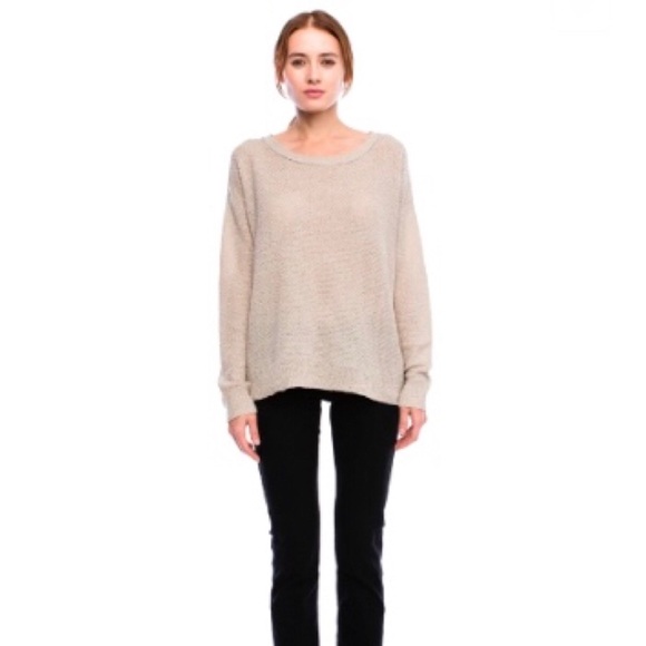 LAST Taupe Crisscross Back Knit Sweater - Picture 3 of 4