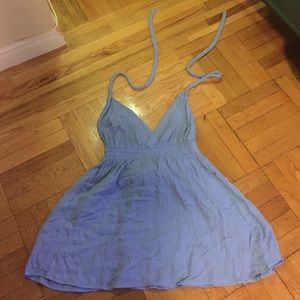 Light blue denim skater dress