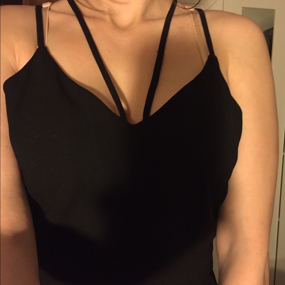 Lush Black Romper Strappy Cross Strap Back v Neck - Picture 6 of 6