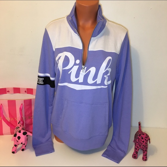 PINK Victoria's Secret Tops - 🚫SOLD🚫NEW PINK VS HALF ZIP LOGO SWEATSHIRT