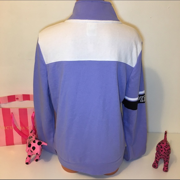 🚫SOLD🚫NEW PINK VS HALF ZIP LOGO SWEATSHIRT - Picture 4 of 4