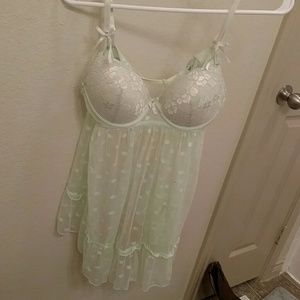 Mint green langerie baby doll top
