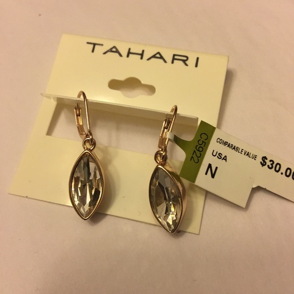 Pretty pair of Tahari earrings with rhinestones