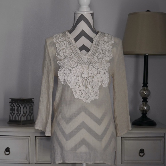 Womens Boho Chic Tunic Long Sheer Blouse