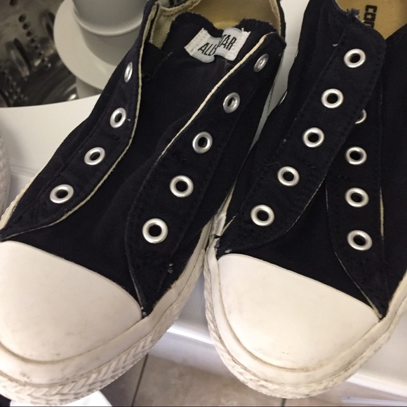 Blue Laceless Converse