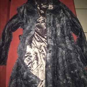 Free people black  long and lean faux fur coat