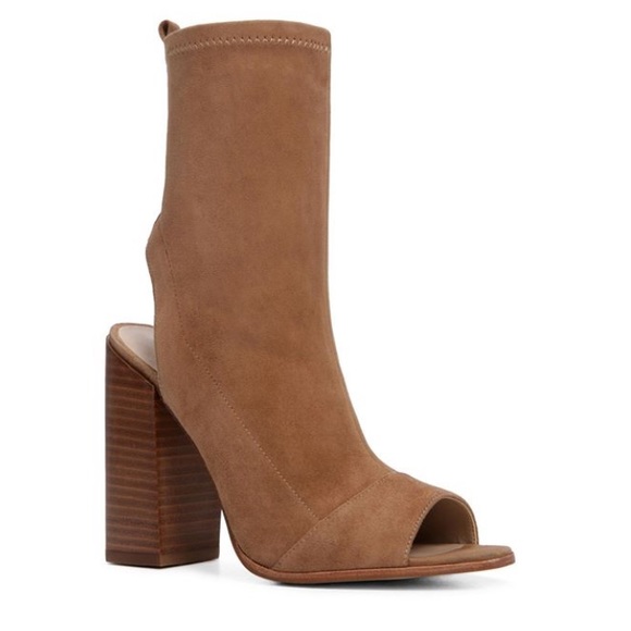 Suede Open Toe Booties