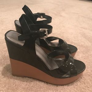 Nine West Black Wedge Sandals