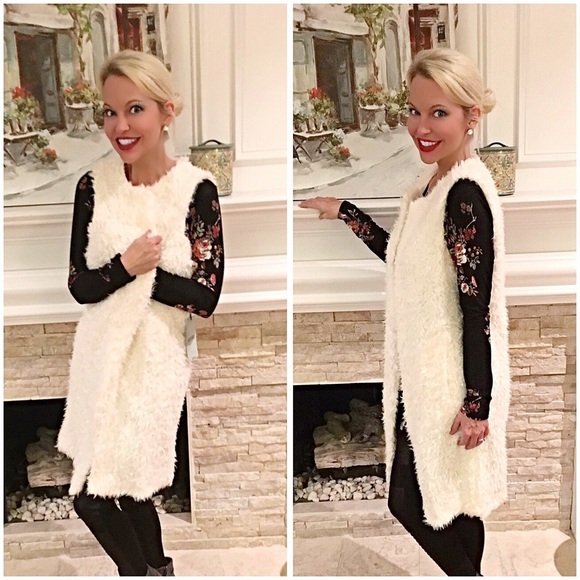 Jackets & Blazers - Elegant long winter white faux fur vest! LAST ONE!