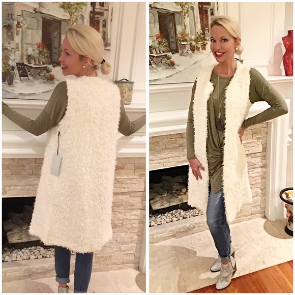 Elegant long winter white faux fur vest! LAST ONE! - Picture 2 of 2