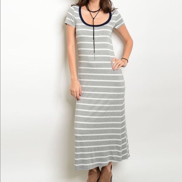 Gray Ivory Navy Dress