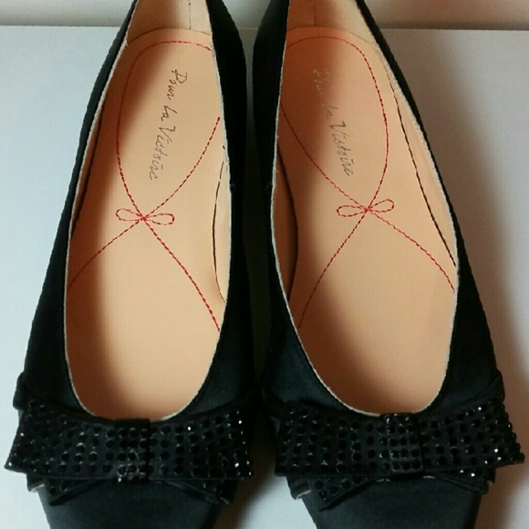 New! Pour La Victoire black satin flats size 7.5 - Picture 2 of 4
