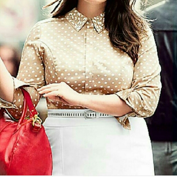 POLKA DOT EMBELLISHED BLOUSE Plus Size