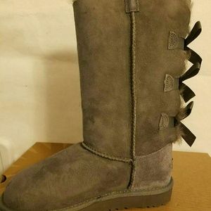 Authentic UGG brand K Bailey Bow Tall grey color