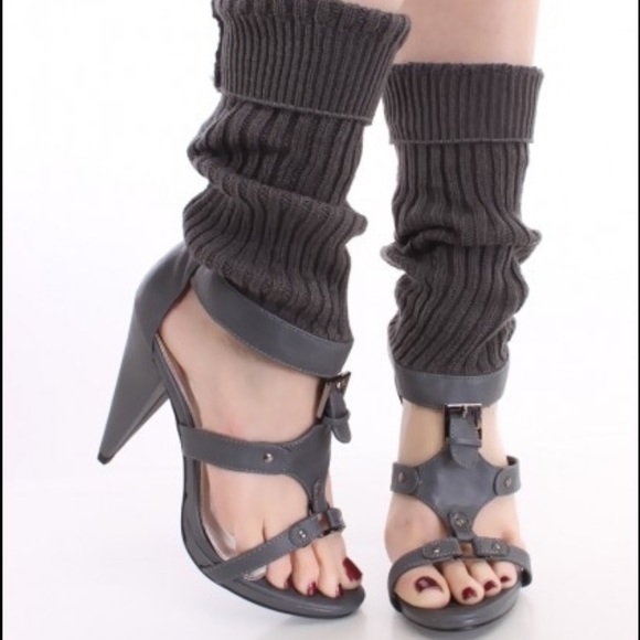 Qupid Shoes - 🆕Qupid Black Buckle High Heel Knitted Leg Warmer