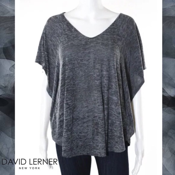 David Lerner Gray/Black Wash Basic Butterfly Tee - image 1