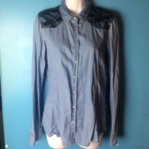 Forever 21 Chambray Button Up Top