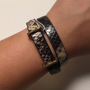 Double wrap snake skin design bracelet