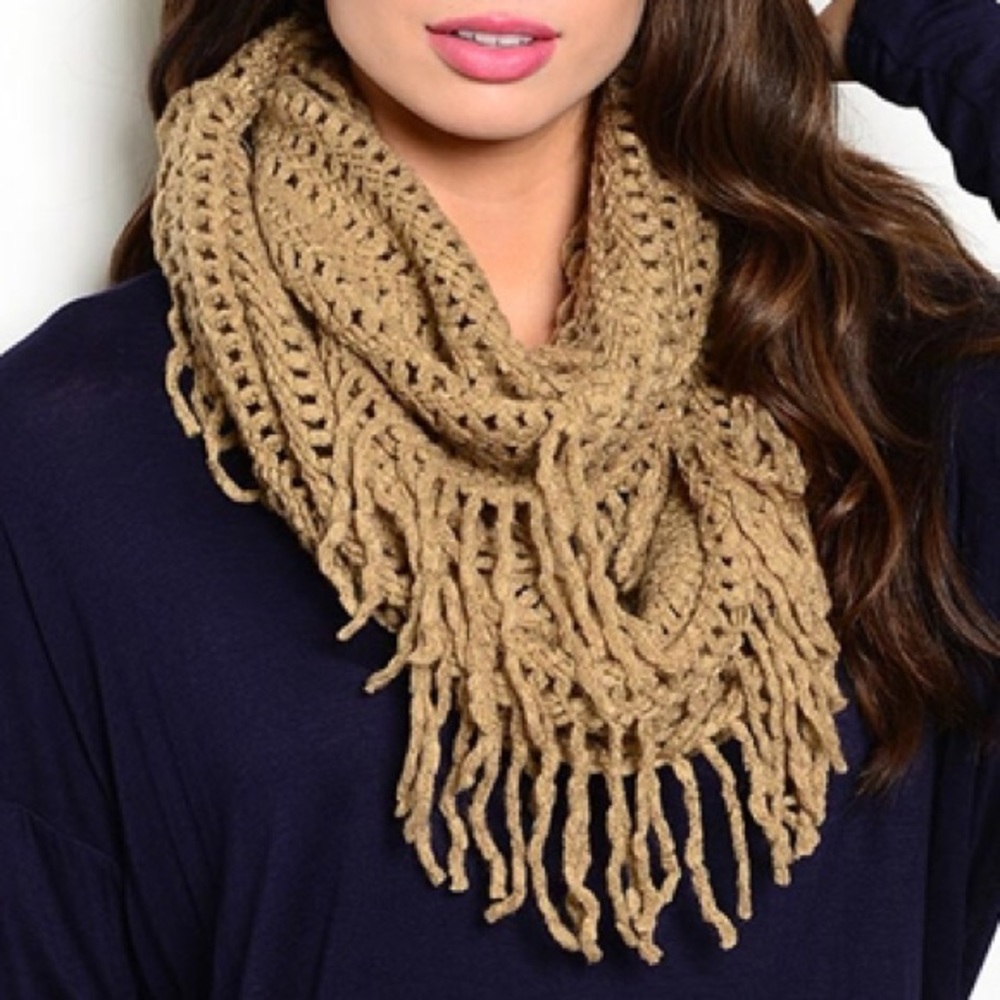 Host Pick!!  Taupe Fringe Infinity Scarf
