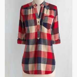 Modcloth Bonfire Stories Tunic in Red Plaid