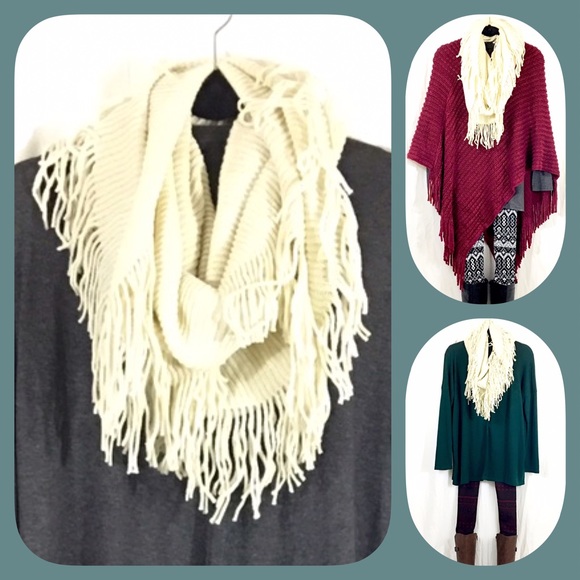 Sale! Thick Ivory Fringe Infinity Scarf - Picture 2 of 2