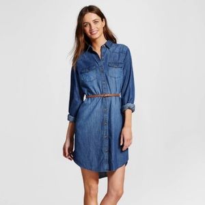 Merona dark wash chambray button down dress