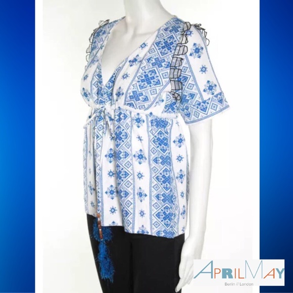 APRIL MAY 'Fair Isle' Geometric Print Tassel Top - Picture 2 of 4