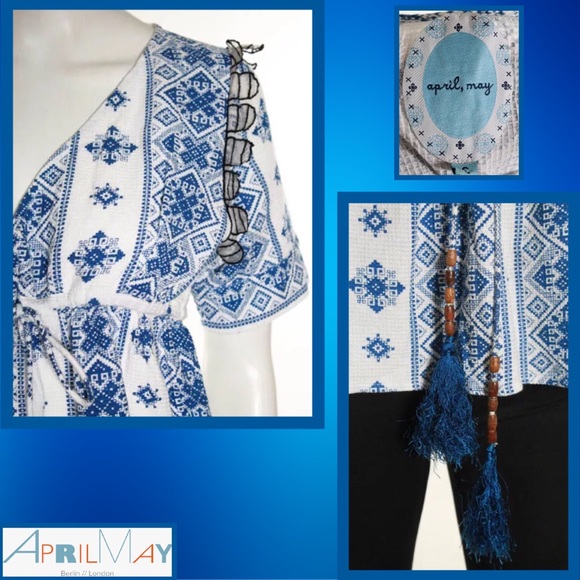 APRIL MAY 'Fair Isle' Geometric Print Tassel Top - Picture 4 of 4