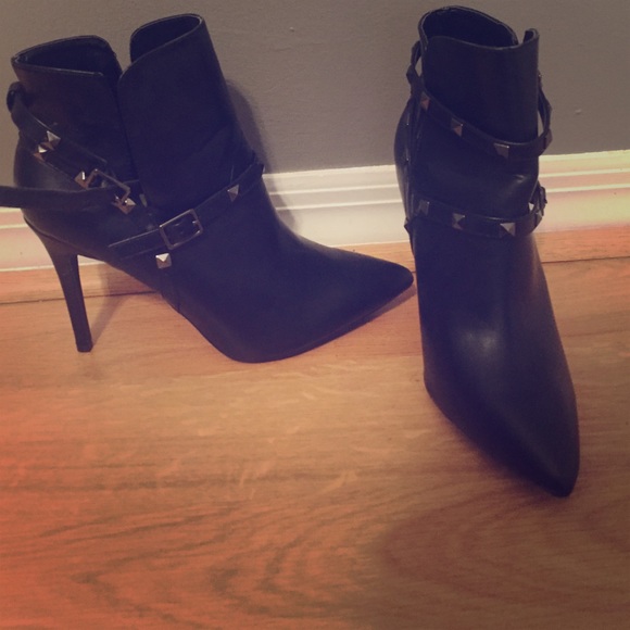 Black leather ankle boots