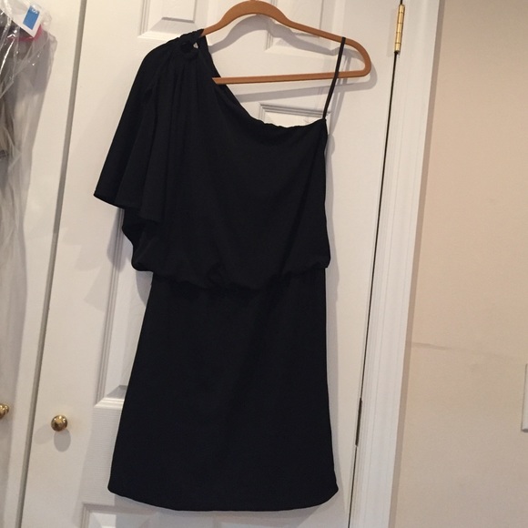 WHBM asymmetrical LBD w/ flutter sleeve. Size 4.