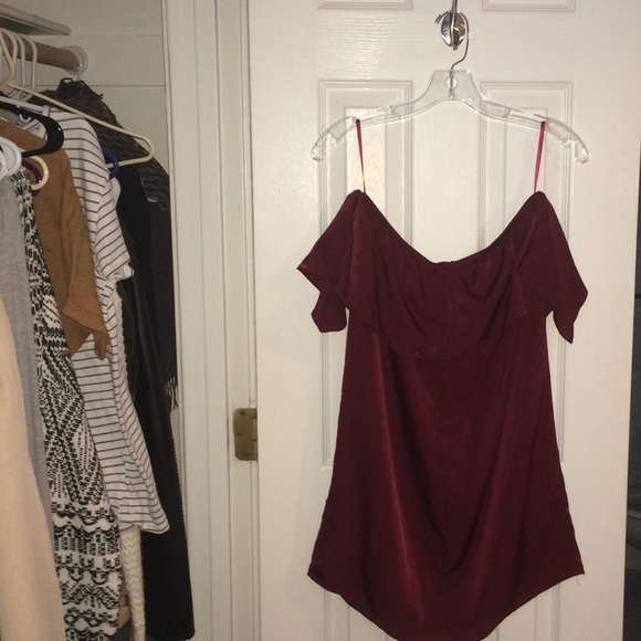 Strapless red velvet dress