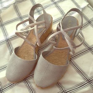 Ralph Lauren 6.5 gray sandal wedges