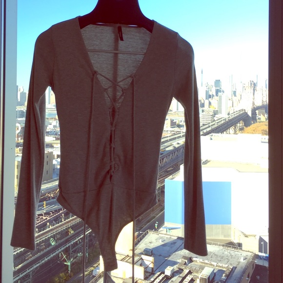 Grey long sleeve leotard