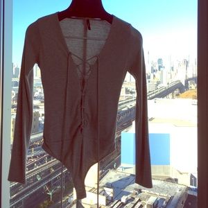 Grey long sleeve leotard