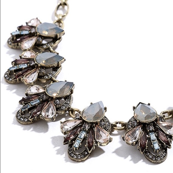 Grey Rhinestone Statement Necklace