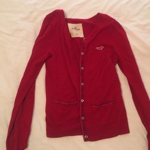 Hollister red cardigan