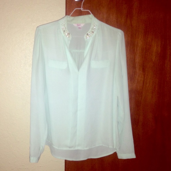 Jeweled mint blouse