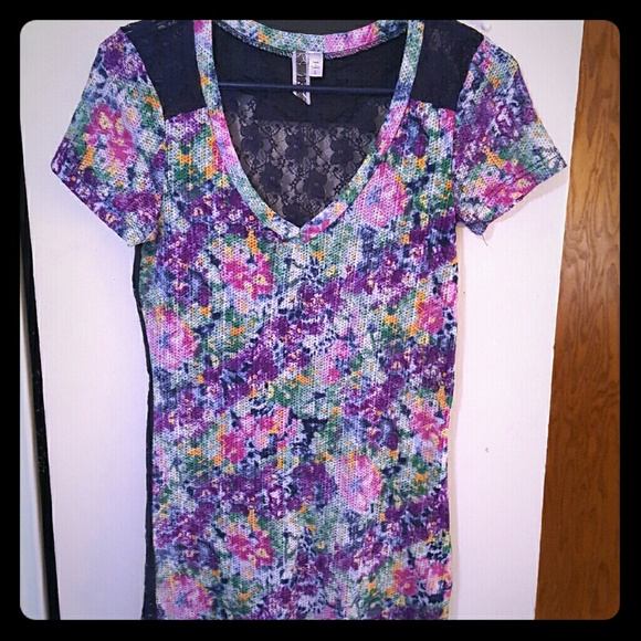 BKE All Lace Watercolor Floral Shirt