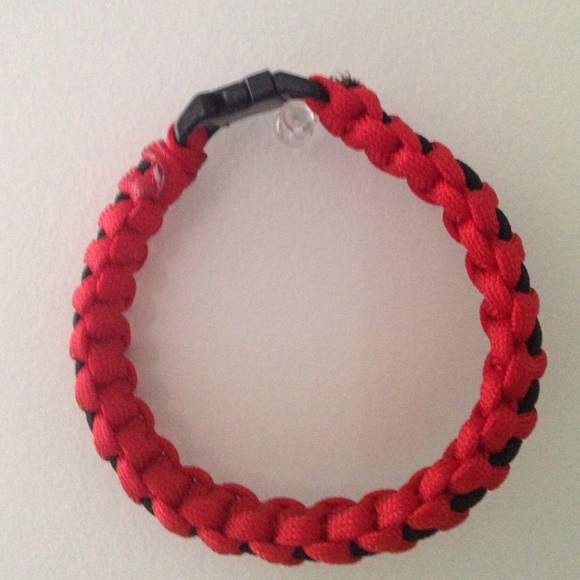 Red Paracord Bracelet with Black accent line