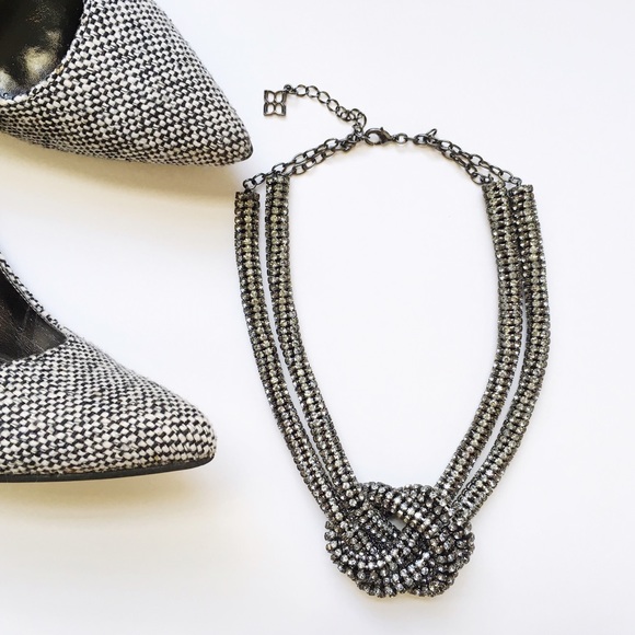 BCBG Jewelry - BCBG Pave Oxidized Knot Necklace