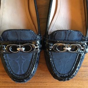 COACH loafers; leather lining classic Coach fabric