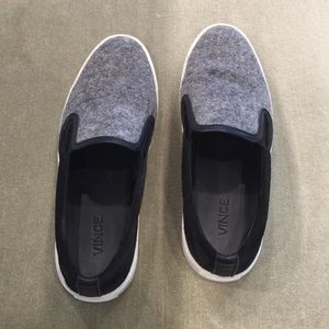 Vince black suede , gray flannel sneakers