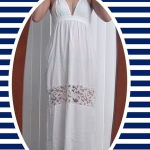 White Lace Panel Beach Dress