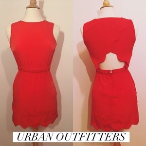 Scalloped edge cutout mini dress