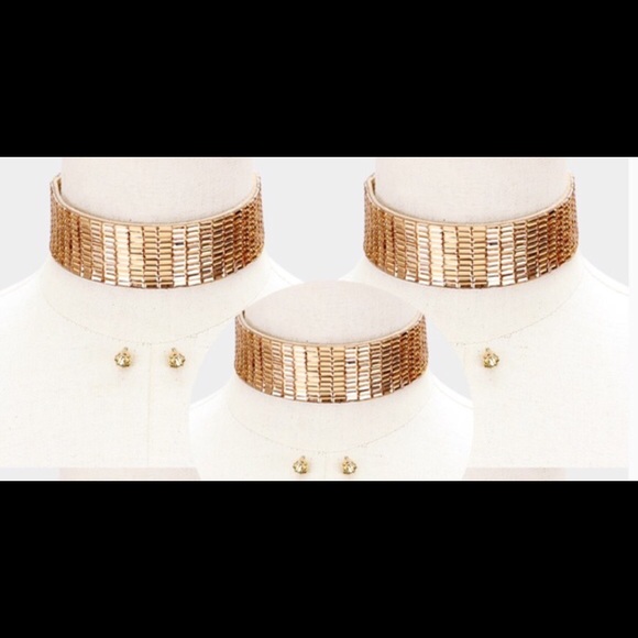 Crystal Choker & Stud Earrings - Picture 4 of 4