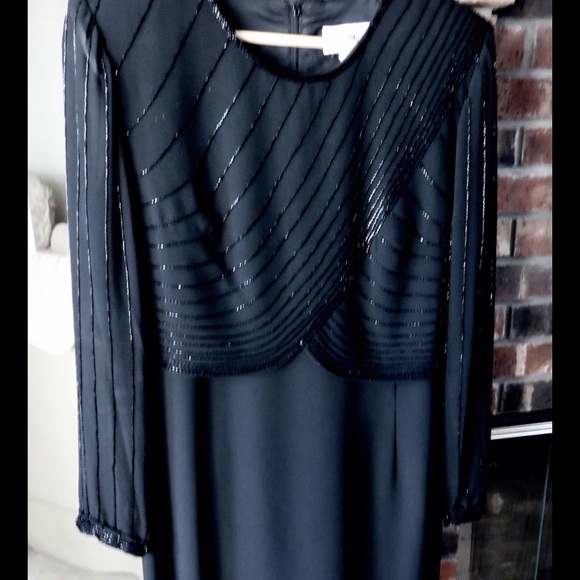 Elegant beaded long dress by Karen Miller