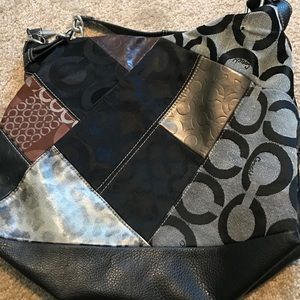 Unique multi patterned coach purse