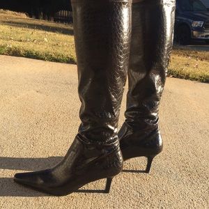 Dark Chocolate Snake Print Boots