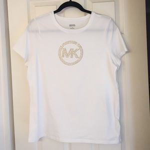 Michael by Michael Kors White tee w/gold MK