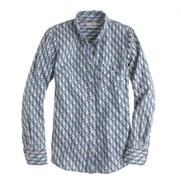 NWT J. Crew Indigo Sea Horse Boy Shirt Size 00